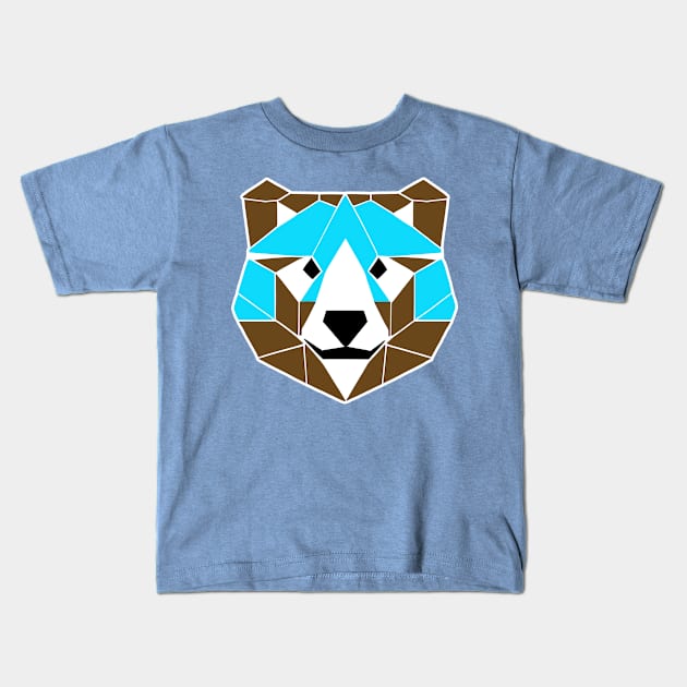 Geometric Blue Bear (MD23Ani002) Kids T-Shirt by Maikell Designs